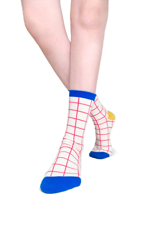 ZiwaZiwa集袜: Paws & Lines Collection - Puppy Hide And Seek Plaid Socks