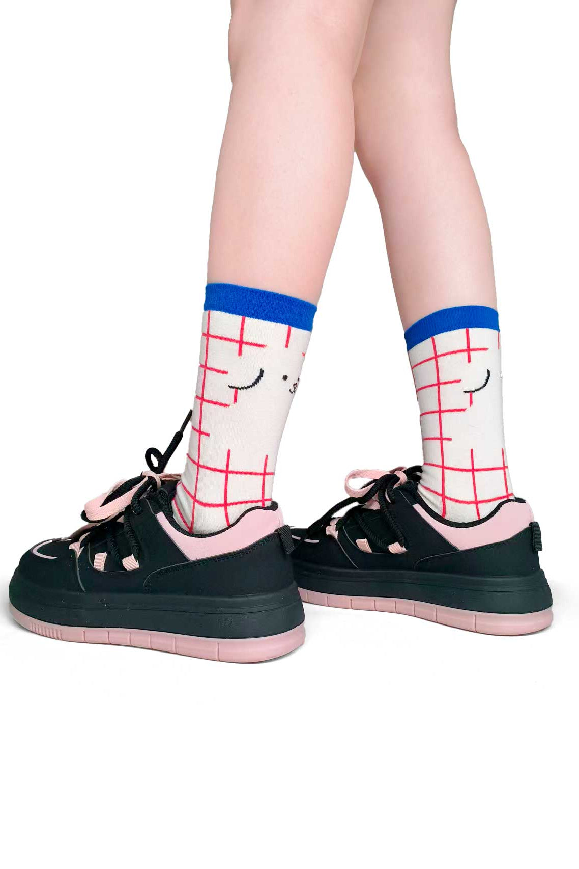 ZiwaZiwa集袜: Paws & Lines Collection - Puppy Hide And Seek Plaid Socks