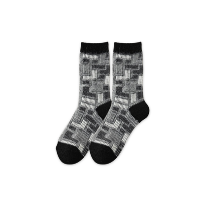 レトロチェックのウールソックス