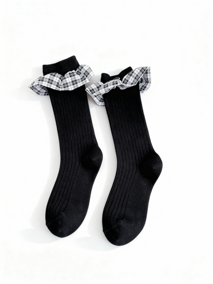 チェックレース付きソックスヴィンテージ風