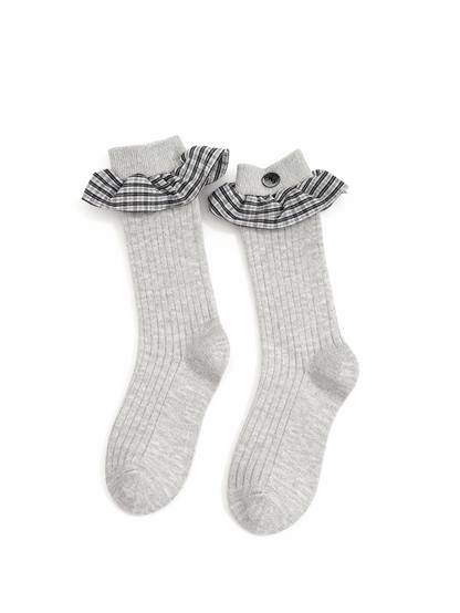 チェックレース付きソックスヴィンテージ風