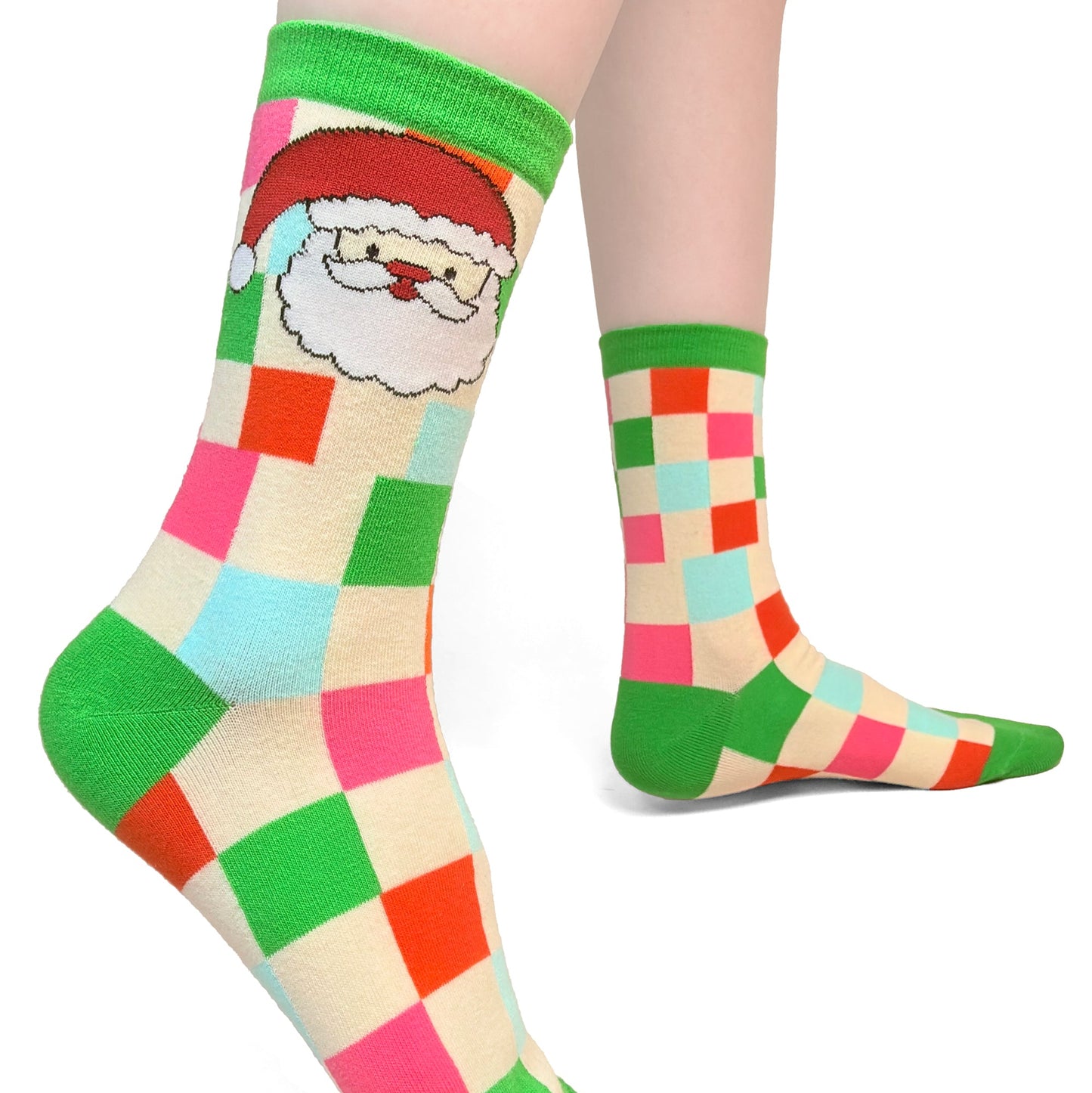 Colorful Plaid Christmas Fun Socks