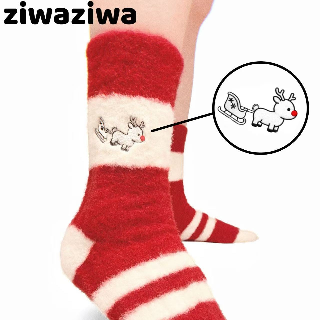 Original Design Winter Women's Fuzzy Christmas-Themed Socks - 3-Pair Gift Set