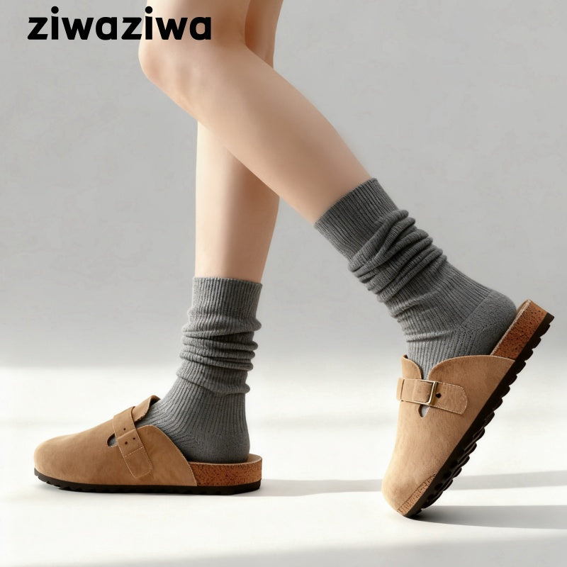 レディース ウールシルク混 スラウチソックス