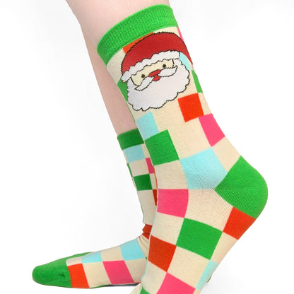 Colorful Plaid Christmas Fun Socks