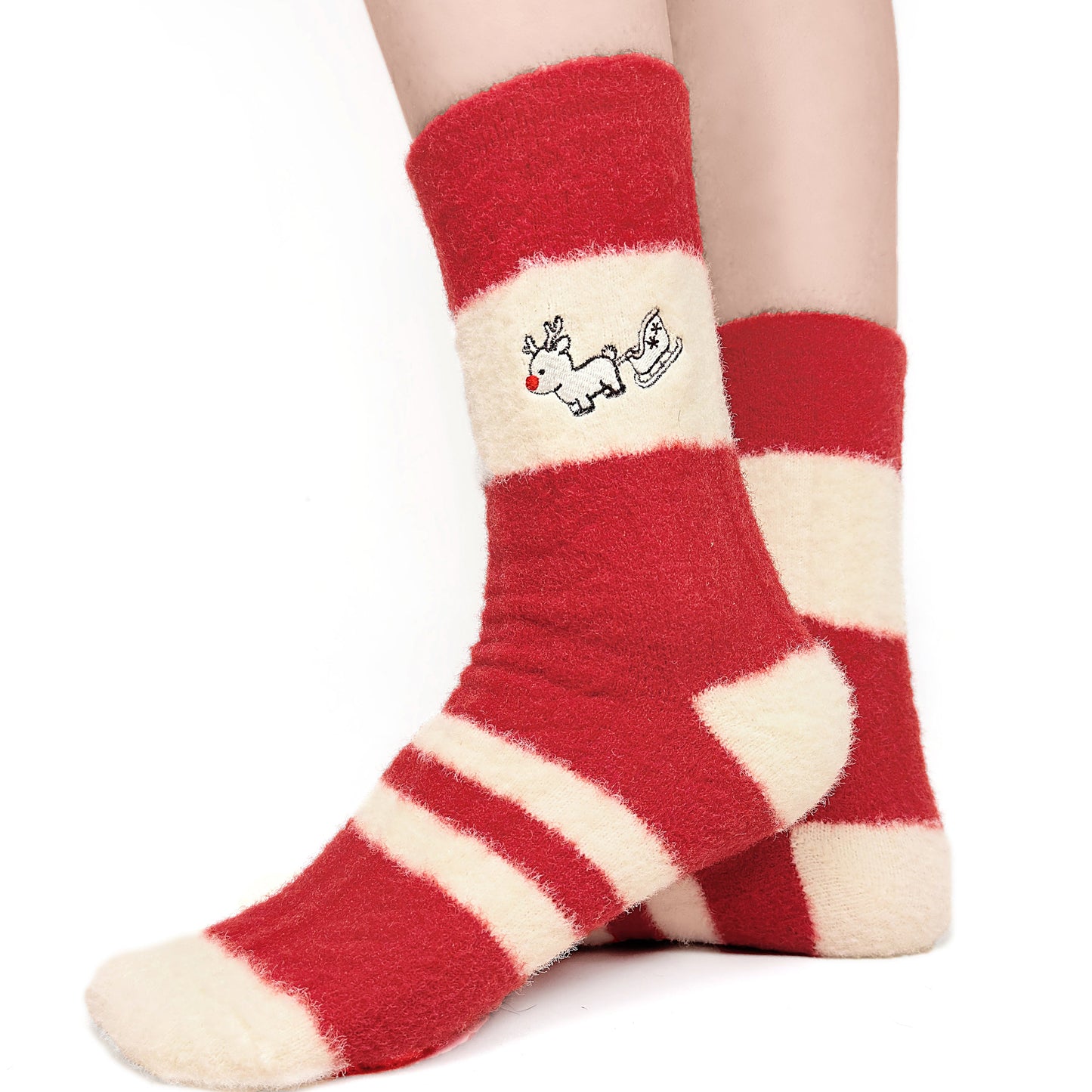 Original Design Winter Women's Fuzzy Christmas-Themed Socks - 3-Pair Gift Set