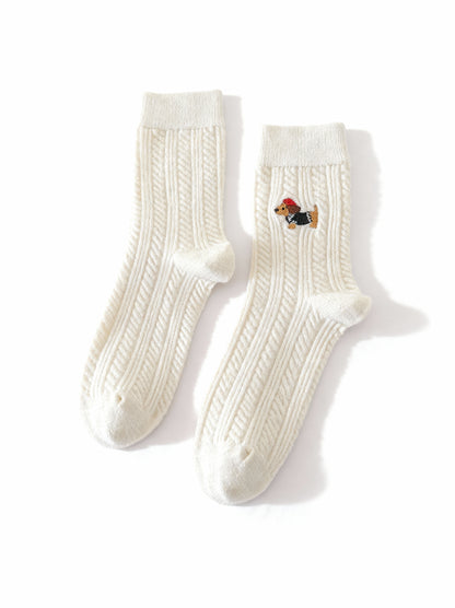 ダックスフントシルク・ウール混紡シームレスソックス