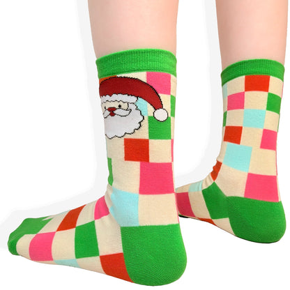Colorful Plaid Christmas Fun Socks