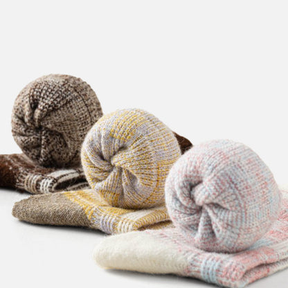 レトロチェックのウールソックス