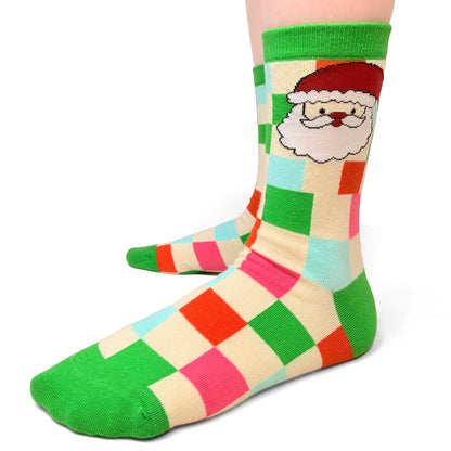 Colorful Plaid Christmas Fun Socks