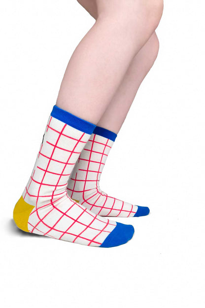 ZiwaZiwa集袜: Paws & Lines Collection - Puppy Hide And Seek Plaid Socks