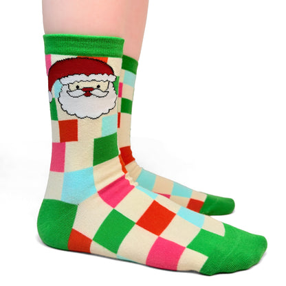 Colorful Plaid Christmas Fun Socks