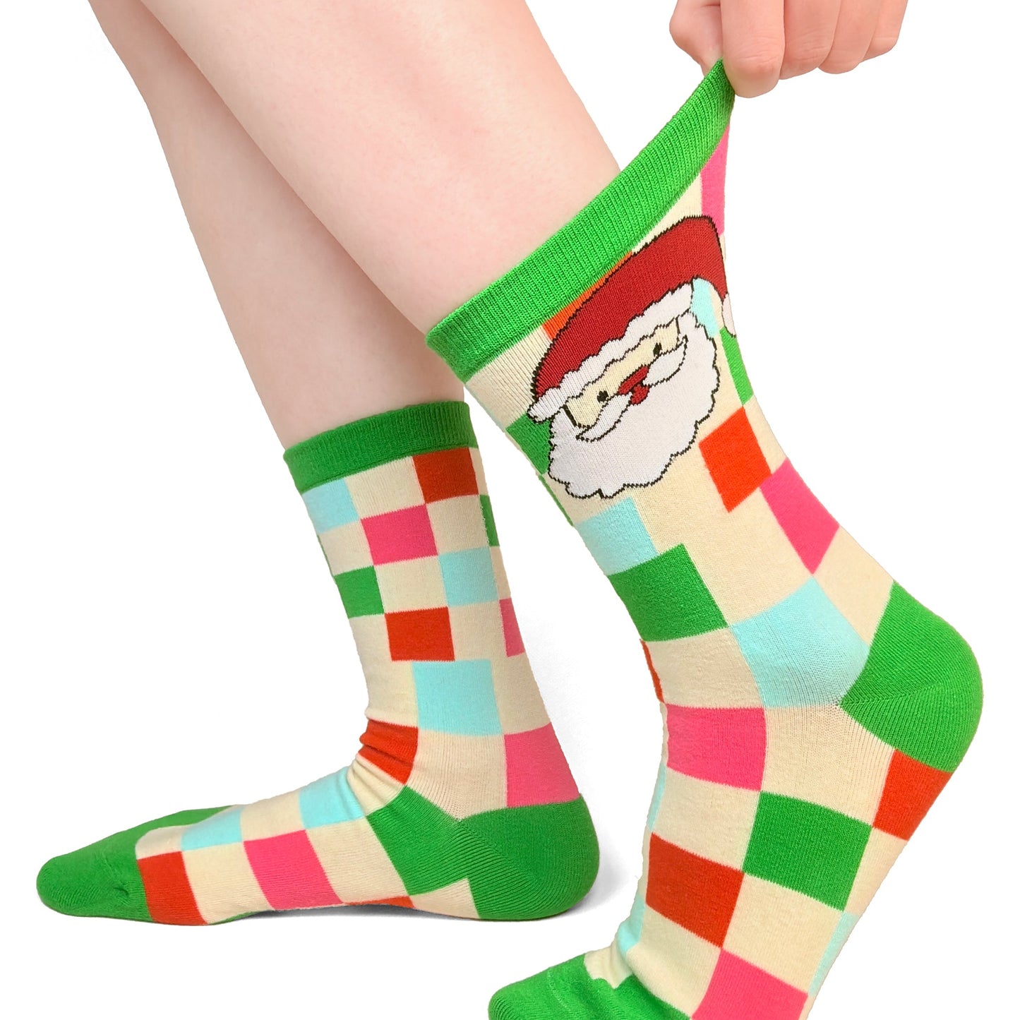 Colorful Plaid Christmas Fun Socks