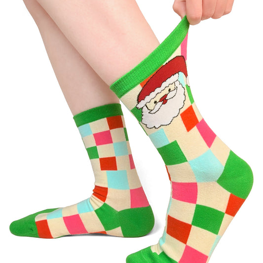 Colorful Plaid Christmas Fun Socks