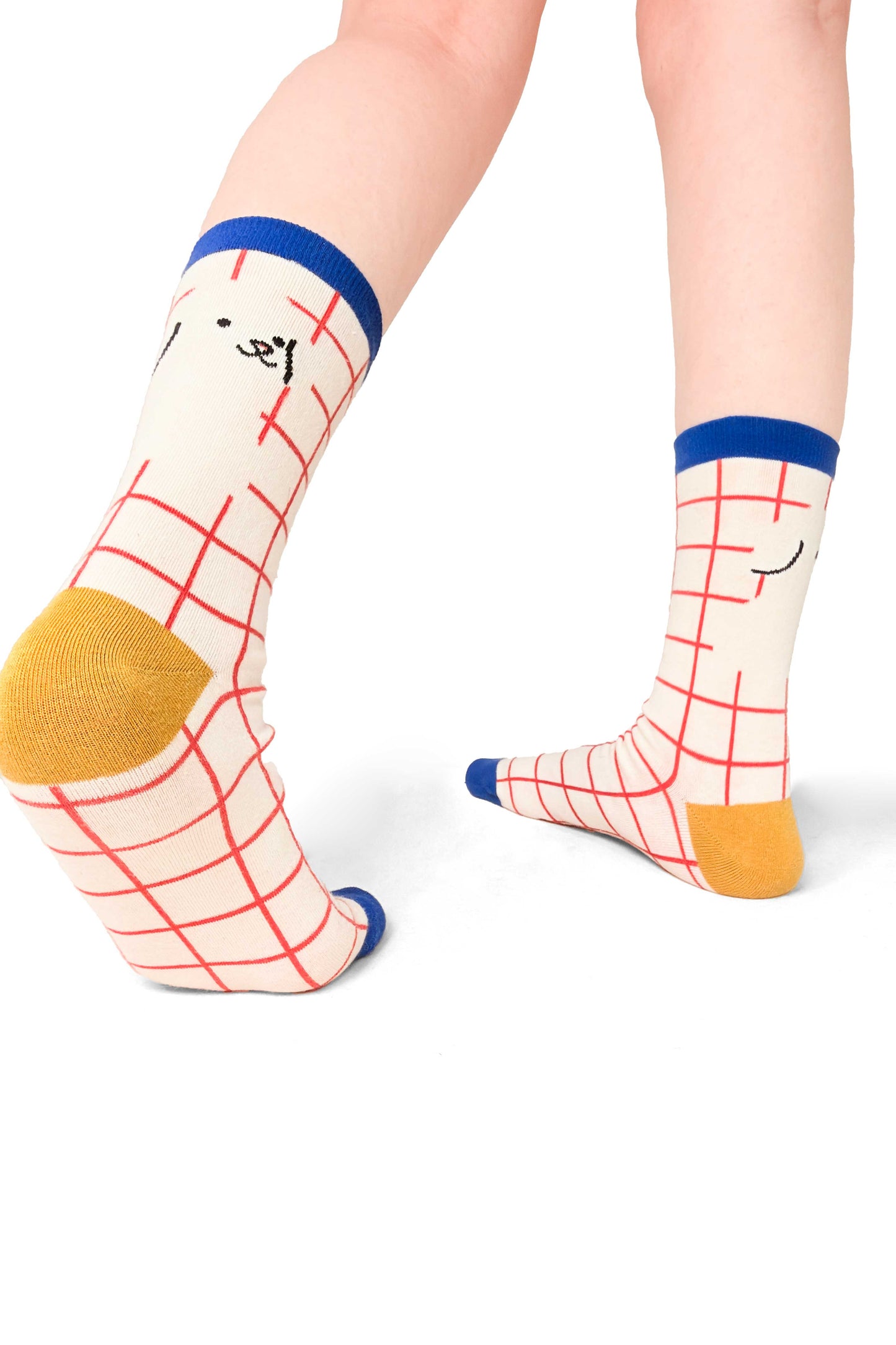 ZiwaZiwa集袜: Paws & Lines Collection - Puppy Hide And Seek Plaid Socks