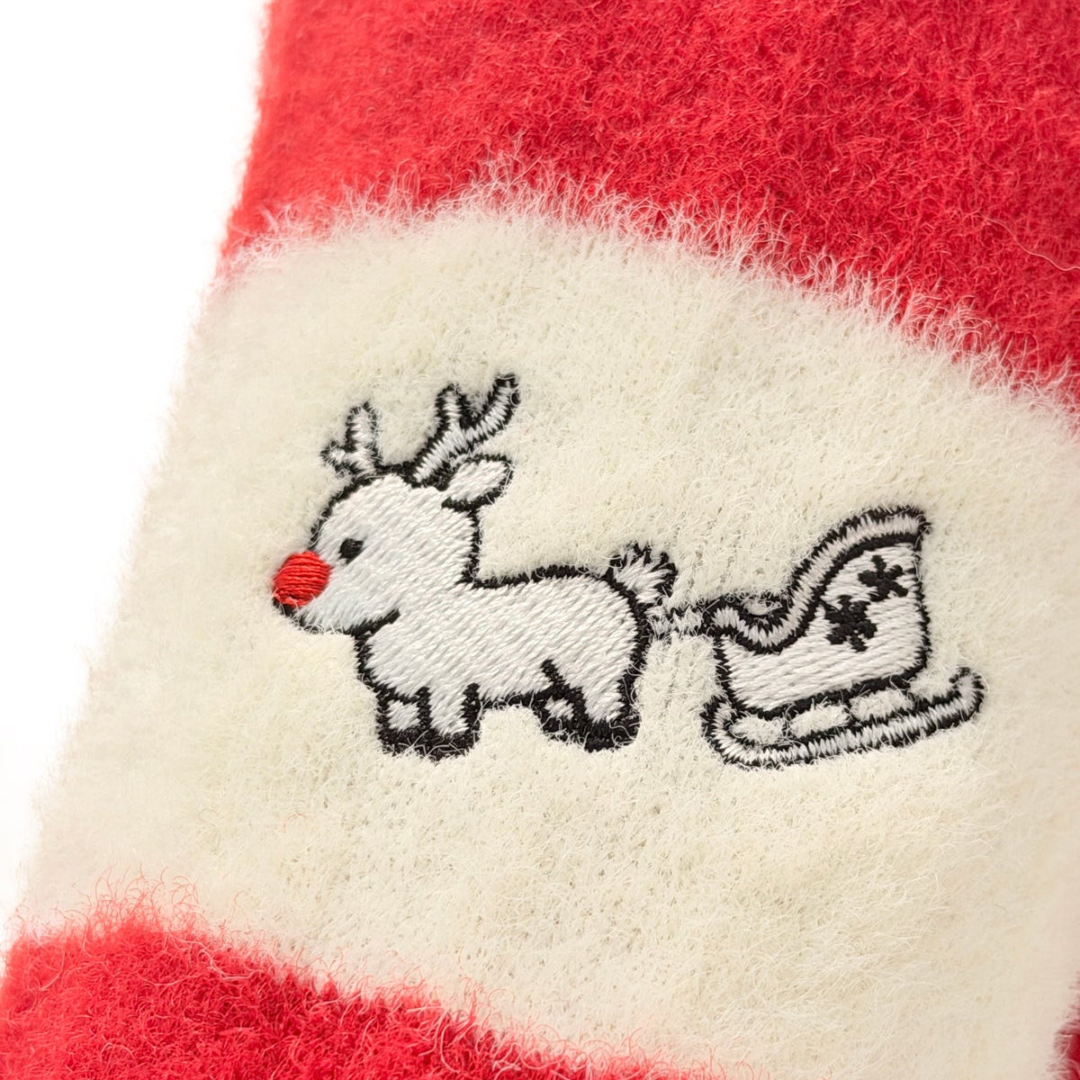 Original Christmas Style Red Reindeer Striped Mid-calf Socks