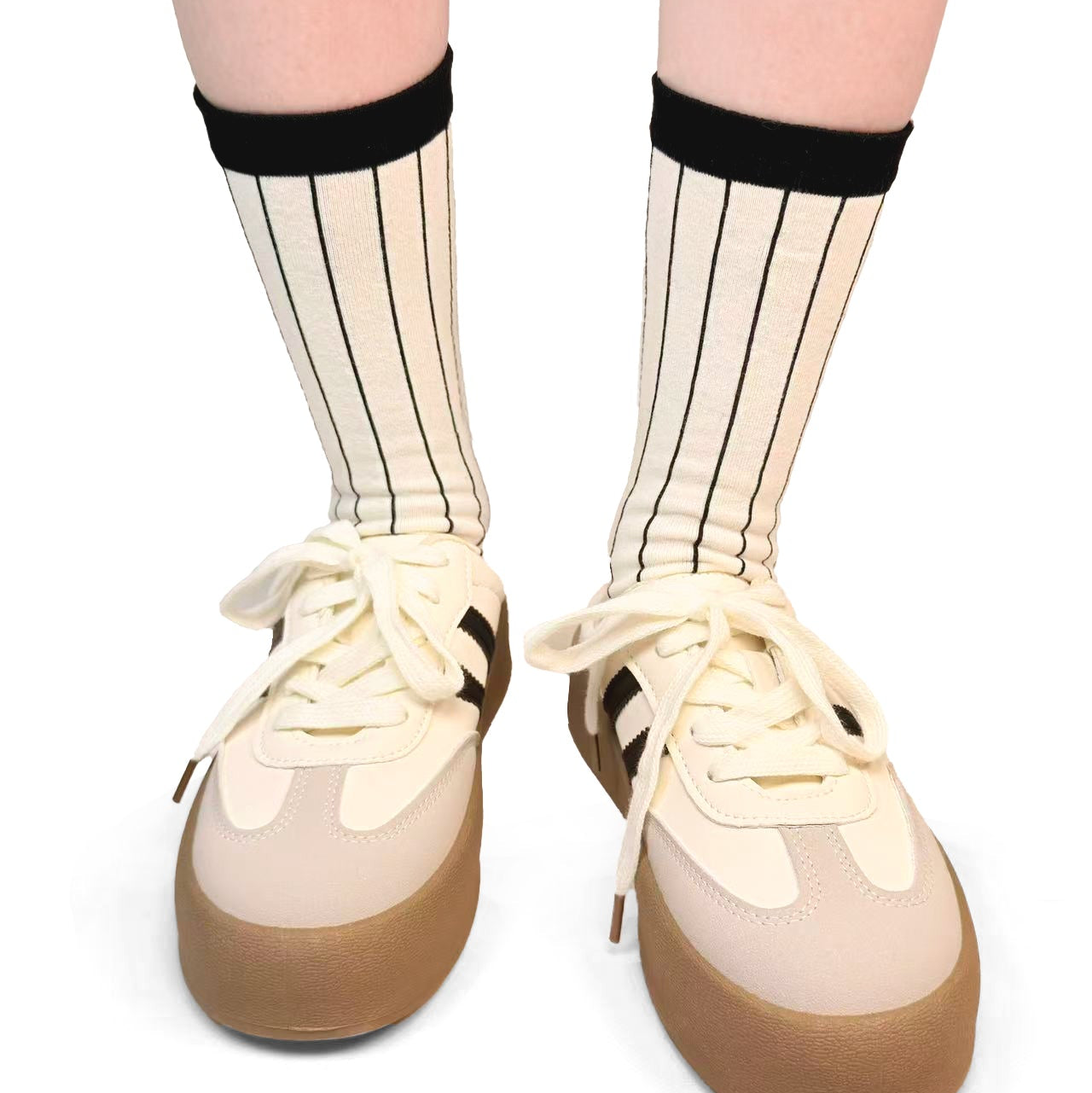 ZiwaZiwa集袜: Paws & Lines Collection - Striped Kitty Peekaboo Socks